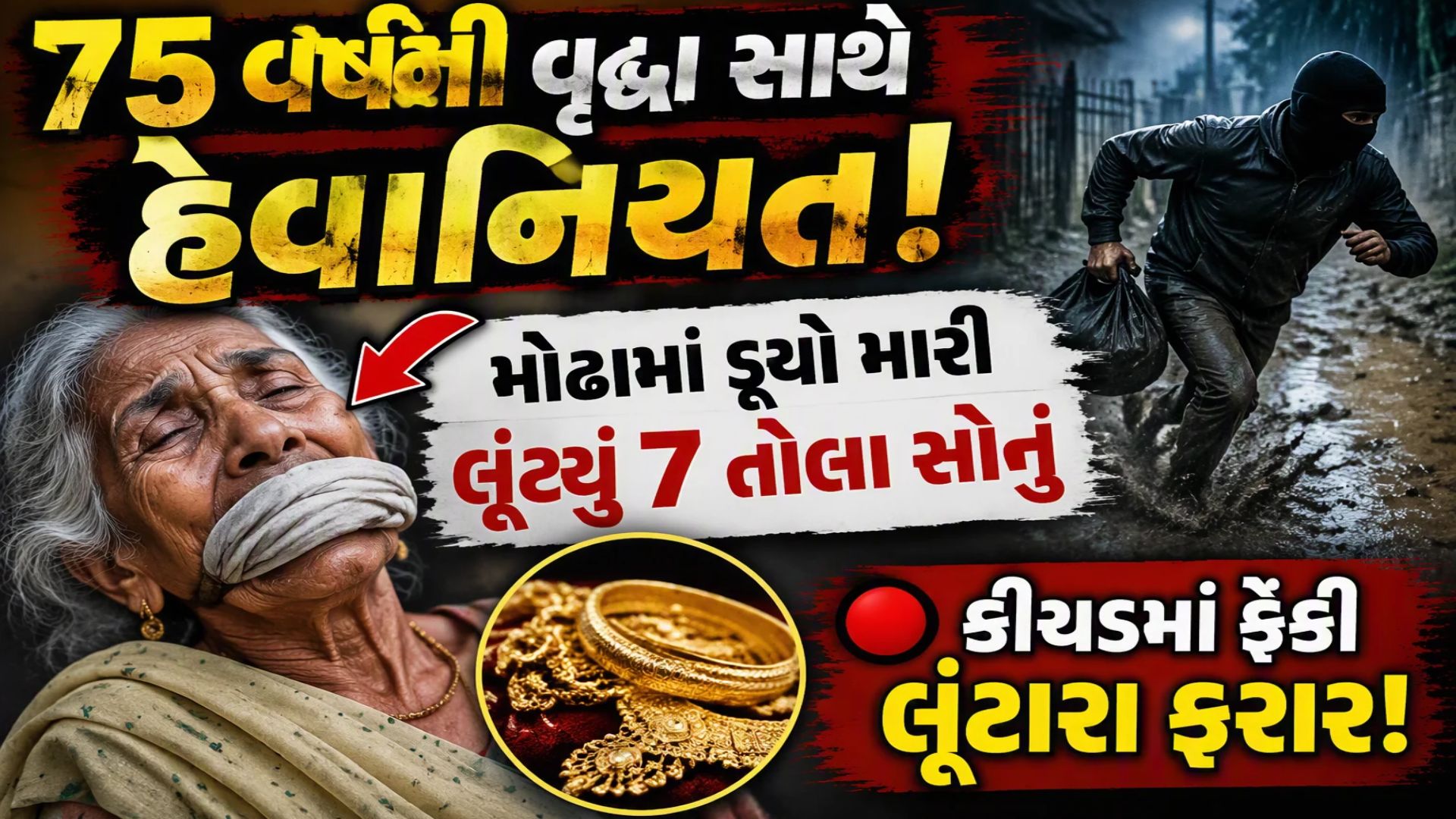 ઘરની આંગણે પણ અસુરક્ષા: ગાઢ નિંદ્રામાં પોઢેલા પરિવારને ખબર પણ ન રહી, બહાર વૃદ્ધા પર ઘાતકી હુમલો કરી લૂંટારૂઓ પલાયન ઘરની આંગણે પણ અસુરક્ષા: ગાઢ નિંદ્રામાં પોઢેલા પરિવારને ખબર પણ ન રહી, બહાર વૃદ્ધા પર ઘાતકી હુમલો કરી લૂંટારૂઓ પલાયન