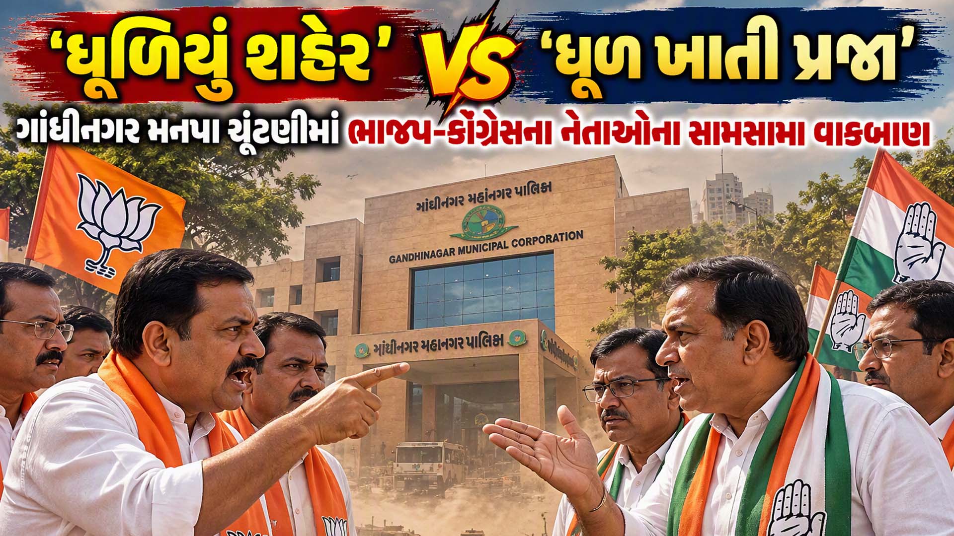 ગાંધીનગર કોની ગાદી? ભાજપ-કોંગ્રેસ વચ્ચે ખરાખરીનો ખેલ, ભાજપનો તમામ 44 બેઠકો પર વિજયનો હુંકાર, કોંગ્રેસનો પરિવર્તનનો દાવો ગાંધીનગર કોની ગાદી? ભાજપ-કોંગ્રેસ વચ્ચે ખરાખરીનો ખેલ, ભાજપનો તમામ 44 બેઠકો પર વિજયનો હુંકાર, કોંગ્રેસનો પરિવર્તનનો દાવો
