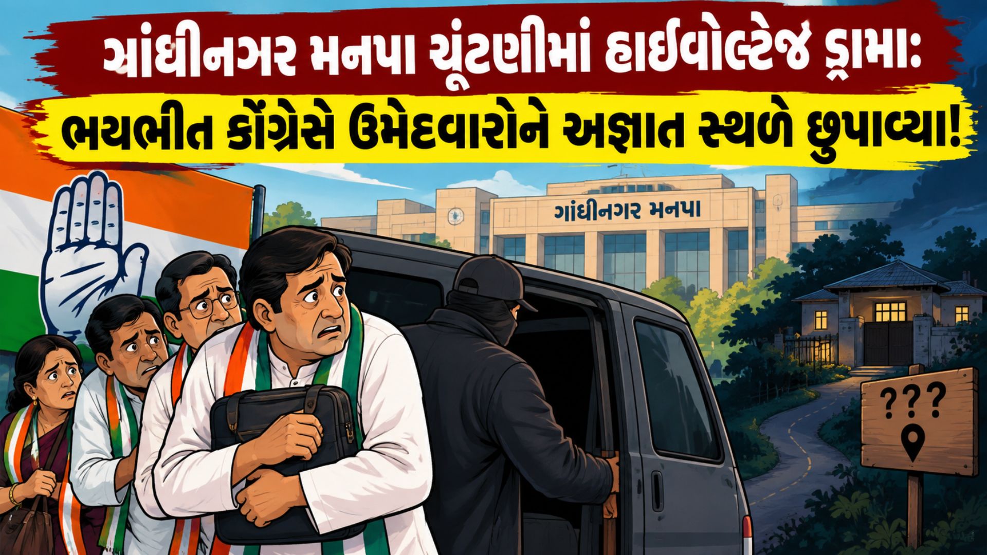 ગાંધીનગર મનપા ચૂંટણી: ભાજપ-કોંગ્રેસ વચ્ચે સીધી ટક્કર કે 'આપ' બગાડશે ખેલ? કોંગ્રેસે પોતાના ઉમેદવારોને કર્યા અંડરગ્રાઉન્ડ ગાંધીનગર મનપા ચૂંટણી: ભાજપ-કોંગ્રેસ વચ્ચે સીધી ટક્કર કે 'આપ' બગાડશે ખેલ? કોંગ્રેસે પોતાના ઉમેદવારોને કર્યા અંડરગ્રાઉન્ડ