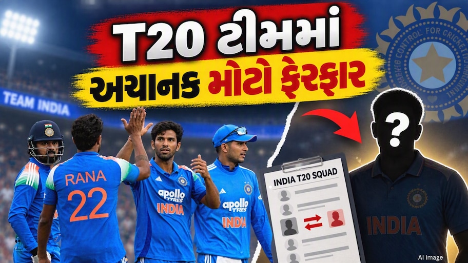 IND vs WI: BCCIએ T20 ટીમમાં અચાનક કર્યો મોટો ફેરફાર, વોશિંગ્ટન સુંદરના સ્થાને આ ખેલાડીની એન્ટ્રી 