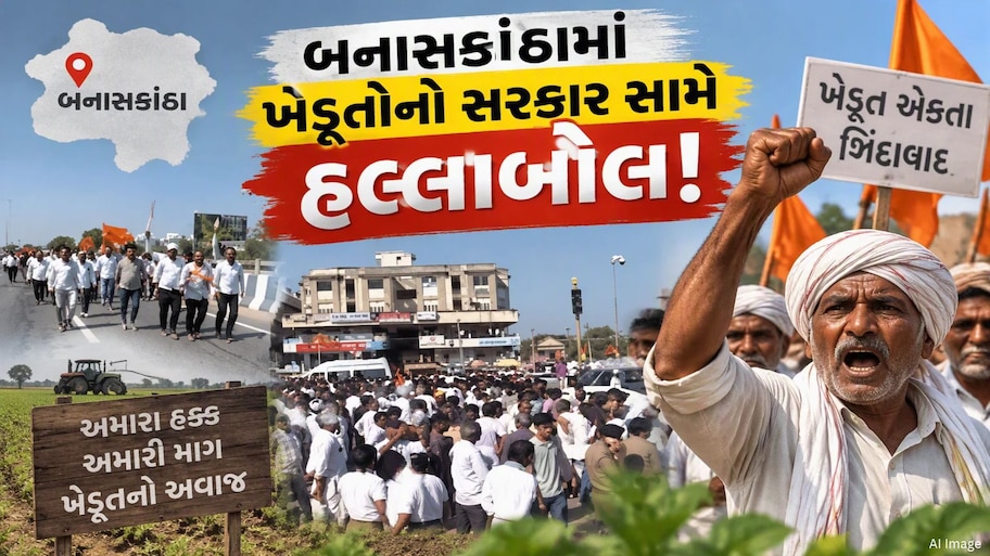 જગતના તાતના પ્રશ્નો કાગળ પર જ! બનાસકાંઠામાં રસ્તા પર ઉતર્યા હજારો ખેડૂતો, ક્યારે આવશે માંગણીઓનો ઉકેલ?