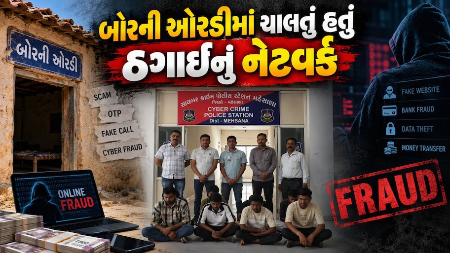 મહેસાણા: બોરની ઓરડીમાં ચાલતા નકલી શેરબજાર કોલ સેન્ટરનો પર્દાફાશ, 8 ઝડપાયા