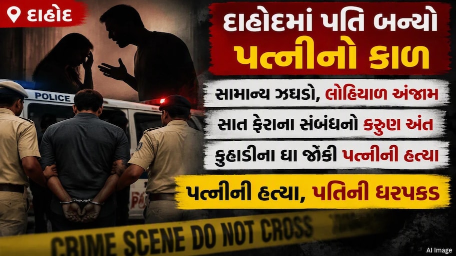 સાત ફેરાનો લોહિયાળ અંત! દાહોદમાં સામાન્ય બોલાચાલી બાદ પશુ બન્યો પતિ, કુહાડીના ઘા ઝીંકી પત્નીની કરી નિર્મમ હત્યા